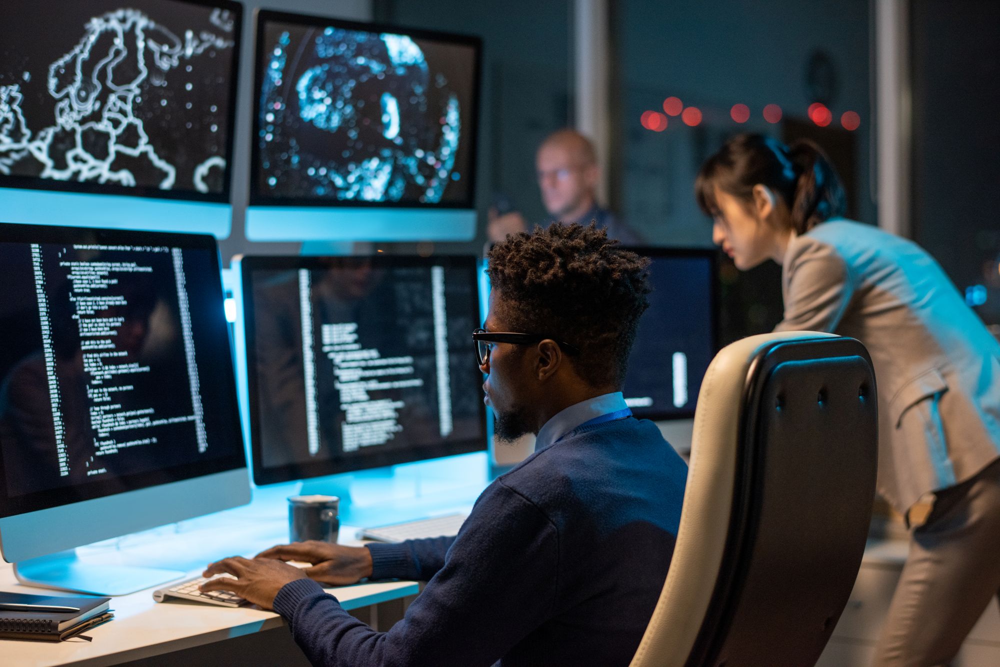 Team Working On Computers In A Modern Office